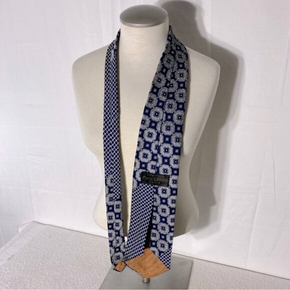 5/$25 Vintage Pierre Cardin Blue Grey Multi Print Tie - Picture 2 of 11